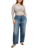 Good American Women's Printed Boat-Neck Long-Sleeve Mesh Bodysuit