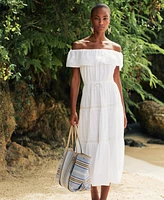 Lauren Ralph Women's Cotton Off-the-Shoulder Tiered Dress