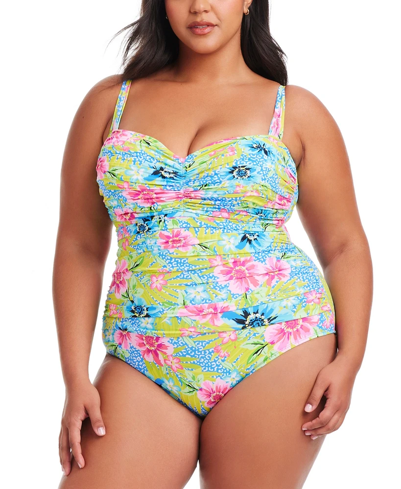 Bleu by Rod Beattie Plus Lets Get Away Shirred Swimsuit