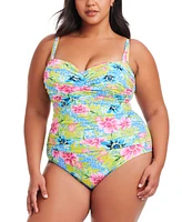 Bleu by Rod Beattie Plus Lets Get Away Shirred Swimsuit