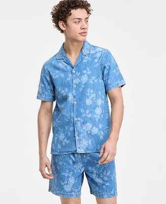 Sun + Stone Men's Denim Floral Dream Shirt, Exclusively at Macy's