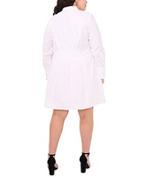 Msk Plus Cotton Collared Long-Sleeve Shirtdress