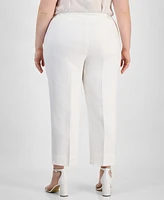 Kasper Plus Linen-Blend Pants