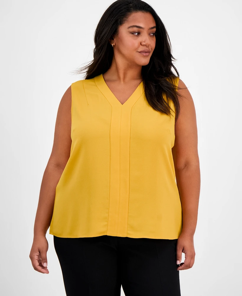 Kasper Plus Sleeveless V-Neck Blouse
