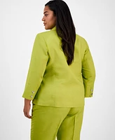 Kasper Plus Linen-Blend Blazer