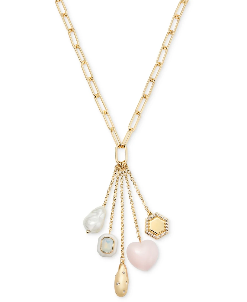 On 34th Gold-Tone Mixed Stone Multi-Charm Pendant Necklace, 20" + 2" extender, Exclusively at Macy's