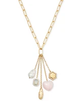 On 34th Gold-Tone Mixed Stone Multi-Charm Pendant Necklace, 20" + 2" extender, Exclusively at Macy's