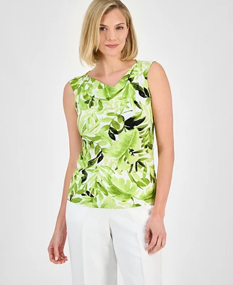 Kasper Women's Printed Sleeveless Cowlneck Top