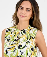 Kasper Women's Printed Sleeveless Keyhole Top