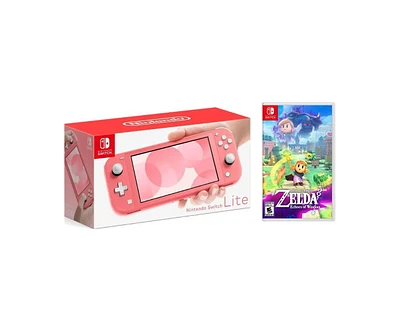 Nintendo Switch Lite Coral Bundle With Zelda Game