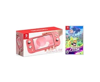 Nintendo Switch Lite Coral Bundle With Zelda Game