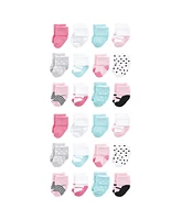 Luvable Friends Cotton Rich Baby Terry Socks 24-Pack, Mint Pink Mary Janes, 0-6 Months