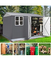 8x10 ft Outdoor Shed: Galvanized Steel with 6 Vents and Double Lockable Door