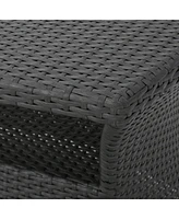 All-in-One Outdoor Side Table with Umbrella Hole and Storage Shelf