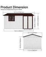 Metal garden sheds 10ftx12ft outdoor storage sheds white+coffee with window