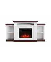 Electric Fireplace Tv Stand for 70 inch Tv, 23 inch Fireplace with Mantel, Living Room Tv Stand with Remote Control