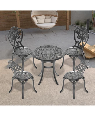 5-Piece Set Of All-Weather Cast Aluminum Dining Furniture Set With Black Frame