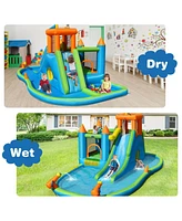 Inflatable Water Slide Kids Bounce House with Splash Pool Fun Outdoor Playset for Summer