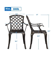 Yaheetech Set of 2 Outdoor Cast Aluminium Bistro Chairs