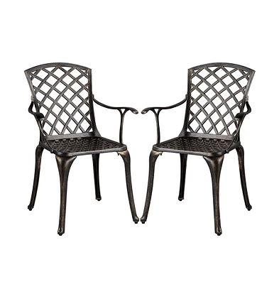 Yaheetech Set of 2 Outdoor Cast Aluminium Bistro Chairs