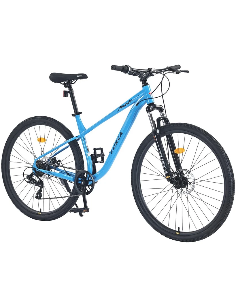 29 Inch Wheels 8 Speed Mountain Bike, for Men Women Boys and Girls, Front Suspension, Steel Frame