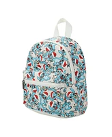Disney Stitch Santa Stitch All-Over Print White Faux Leather 10.6" Mini Backpack