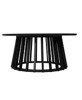 Round Coffee Table Set of 2 Grille Molding Cocktail Table Circle Coofee Table with Metal Base for Living Room