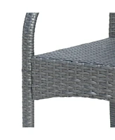 Cascada Outdoor Wicker Barstool Chairs: Set of 2 (Gray/Multi-Brown)