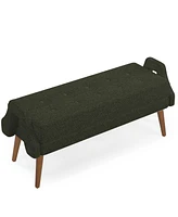 Modern Loop Yarn Bench with Geometric Arms and Cushion