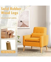 Accent Chair with Lumbar Pillow Rubber Wood Legs Padded Cushions