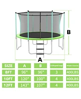 8ft Green Outdoor Toddler Trampoline with Enclosure Net