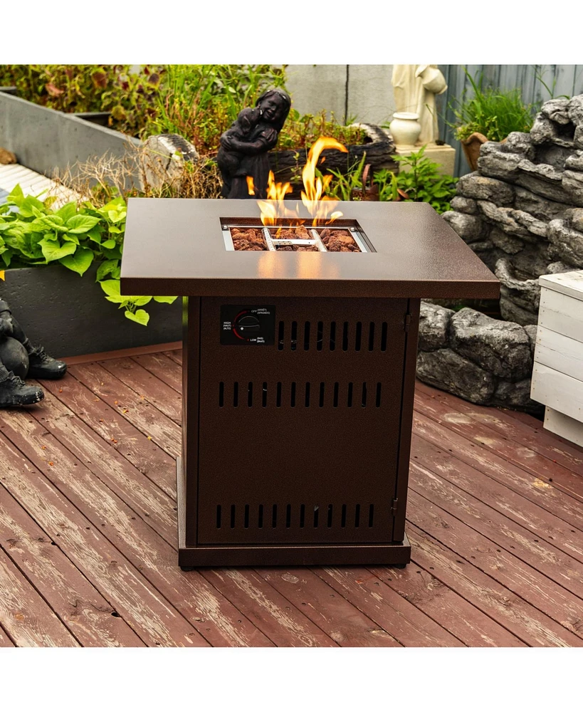 28IN Square fire pit table Propane Fire Table with Stainless steel lid