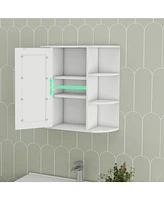 Wall-Mounted Medicine Cabinet with Mirror and Ample Storage (6 Open & 3 Adjustable Shelves)