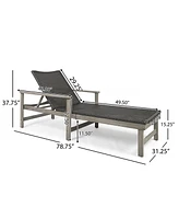 Acacia Wood Adjustable Chaise Lounge with Armrests for Enhanced Outdoor Relaxation