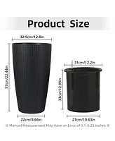 Modern 22.5" Rattan Design Planter with Self-Watering System (2-Pack)