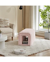 Corduroy Ottoman with Storage and Footrest: A Cat's Hideaway