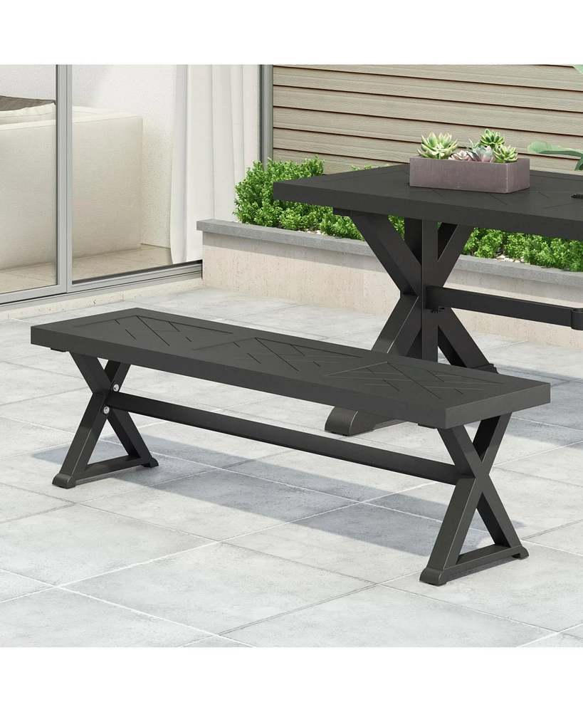 Outdoor Dining Bench, Antique Matte Black