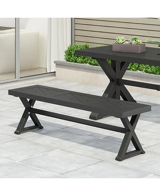 Outdoor Dining Bench, Antique Matte Black