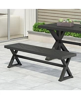 Outdoor Dining Bench, Antique Matte Black