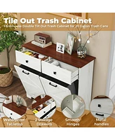 Farmhouse Double Tilt-Out Trash Cabinet with Hideaway Drawer
