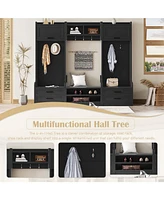 Detachable Hall Tree with Storage & Hooks: Multifunctional Hallway Coat Rack