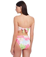 Sanctuary Womens Charming Floral Bandeau Bikini Top V Waist Bottoms