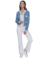 Karl Lagerfeld Paris Women's Marled Four-Pocket Cardigan