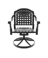 Cast Aluminum Patio Swivel Chair 2PCS With Black Frame and Cushions In Random Colors