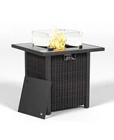 28" Propane Fire Pit Table with Glass Windscreen, 50,000 Btu