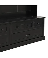 3-in-1 Wide Hall Tree with Storage Bench and Coat Rack