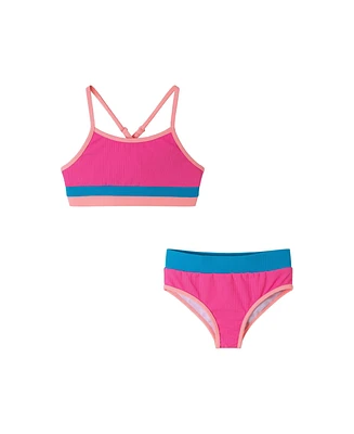 Toddler/Child Girls Ribbed Colorblock Two-Piece Swimsuit