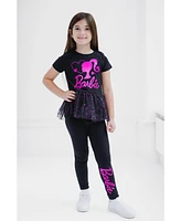 Barbie Metallic Print Peplum T-Shirt and Pants