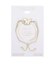 Unwritten Cubiz Zirconia Mother of Pearl Butterfly Bolo Bracelet