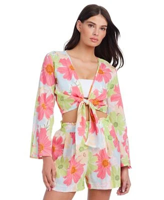 Sanctuary Womens Floral Knot Cover Up Top Paperbag Cover Up Shorts